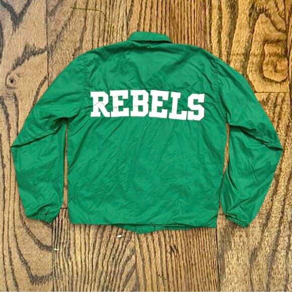 Vintage 70’s Green and White Rebels Windbreaker Bomber Jacket - Picture 1 of 6